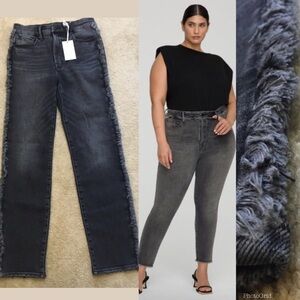 NWT Rare Good American Good Classic Fray Flex High Rise Fringe Gray Distressed 4